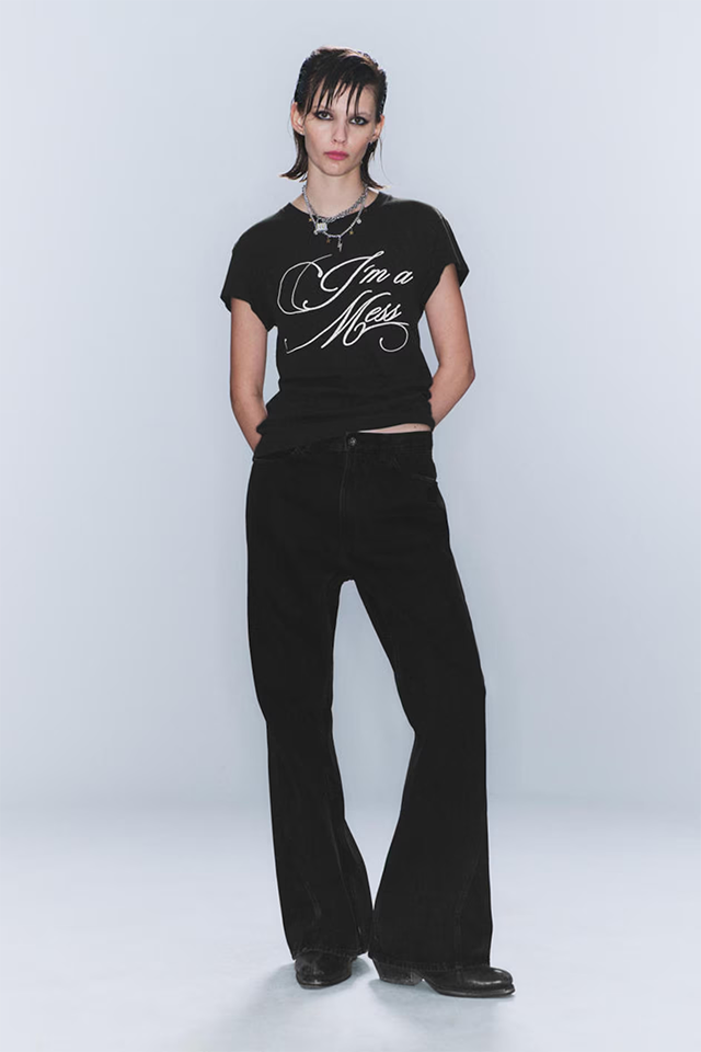 CM X LB BOO BOOTLEG WASHED BLACK UNISEX JEANS