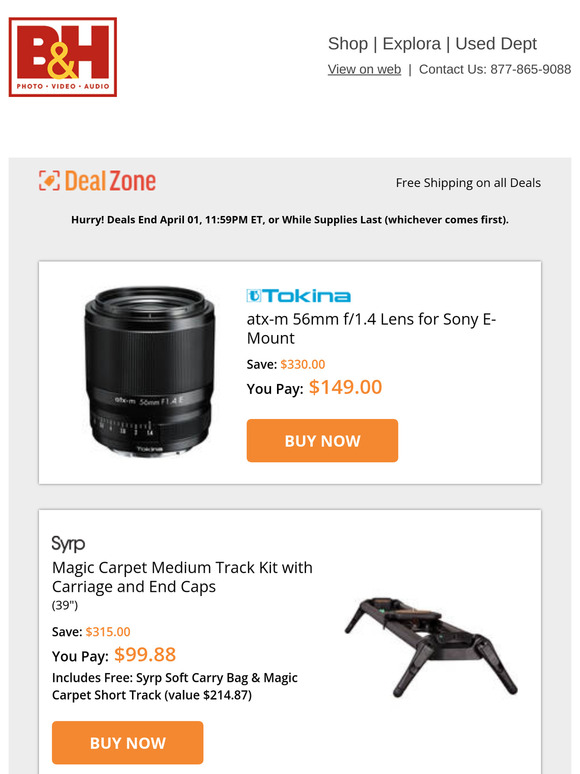 Today's Deals: 🔥$330.00 OFF! Tokina 56mm Lens for Sony E-Mount & More!