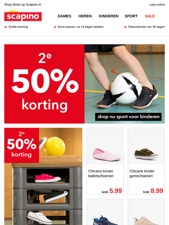 2e -50% op kids sportartikelen