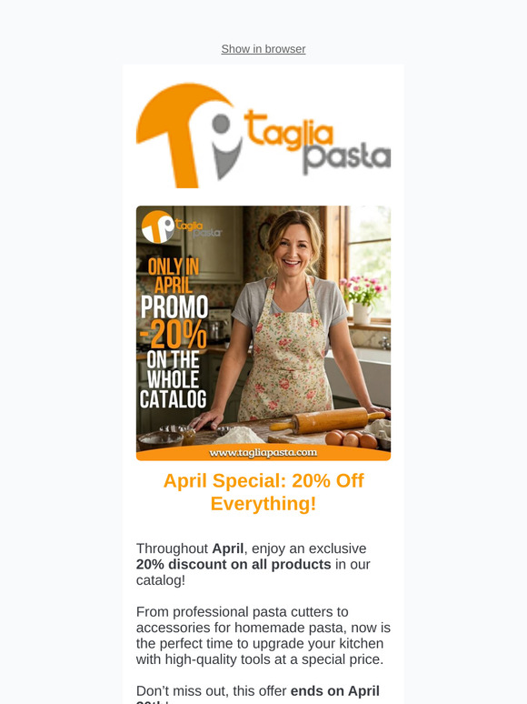 April Special: 20% Off Everything!