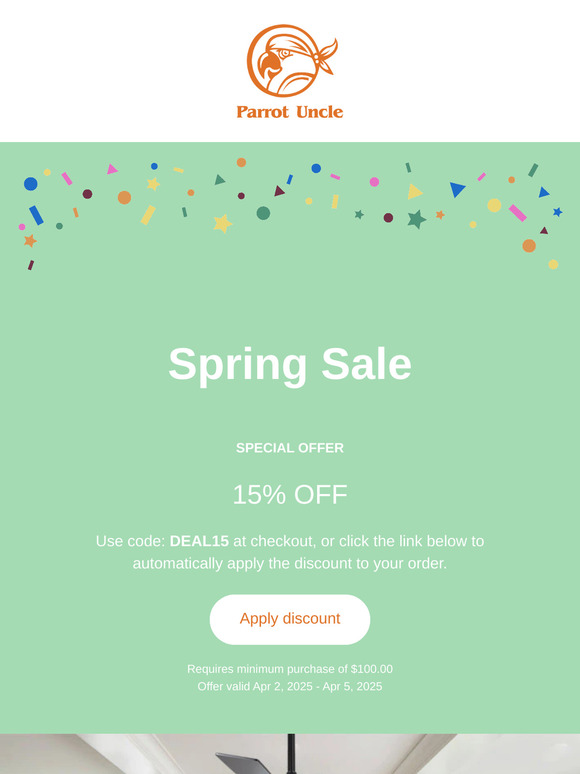 15% off Coupon | Your Spring Refresh| Just In Time to Save on Ceiling Fans & Lighting