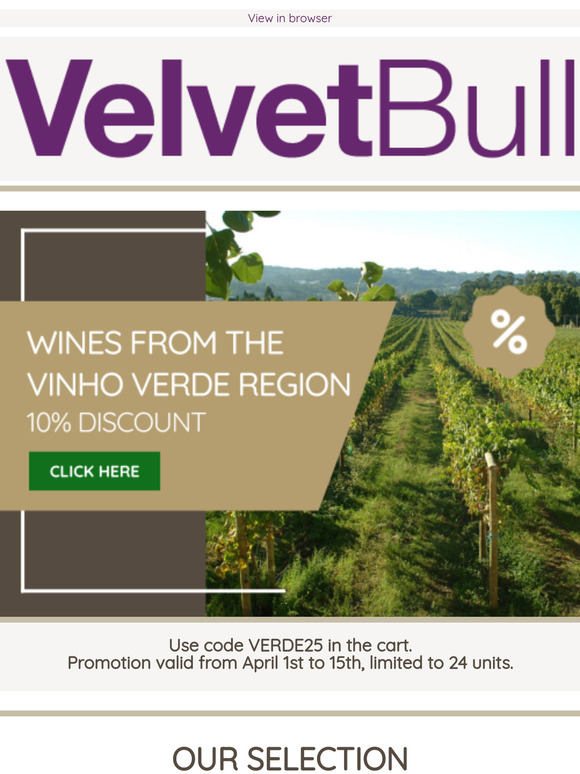 VelvetBull - 10% on wines from Vinho Verde region