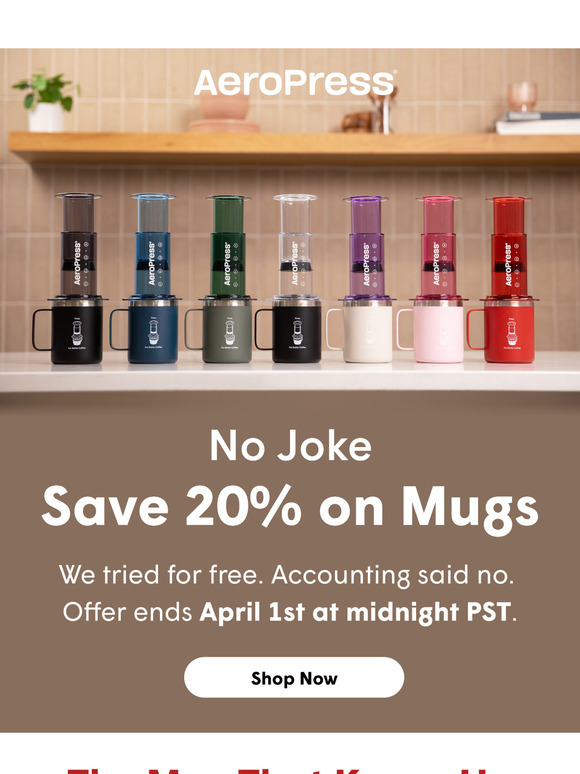 Today Only: AeroPress Mugs Are Free!