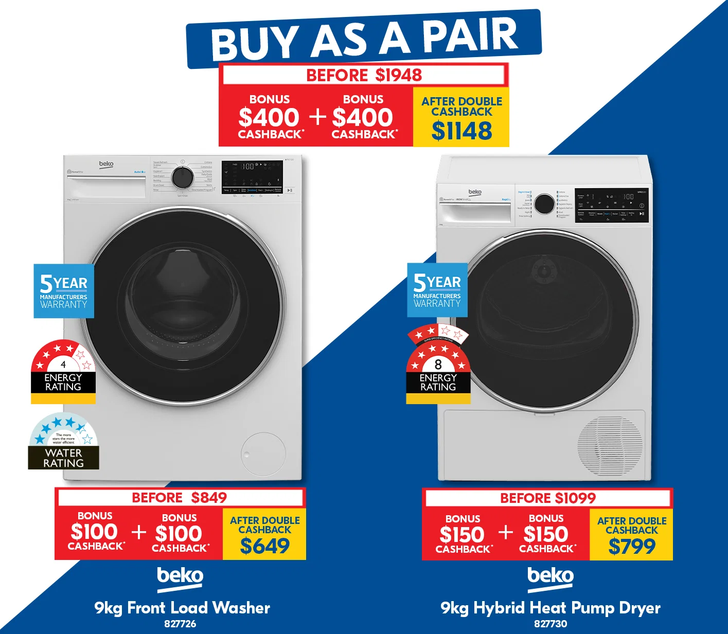 Beko Washer and Dryer