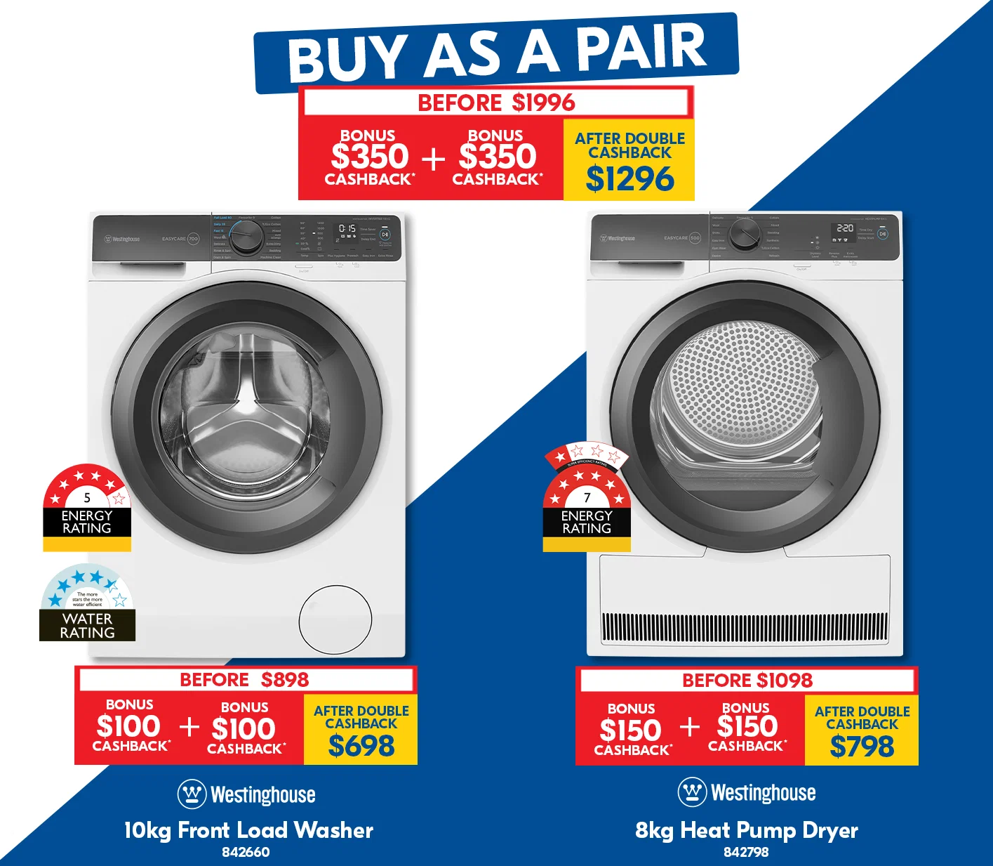 Westinghouse Washer and Dryer