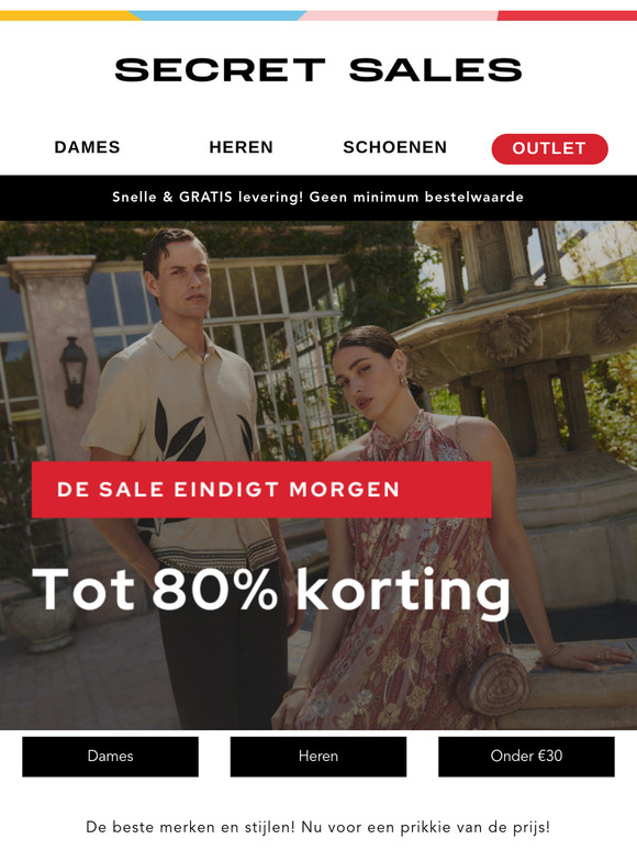 Het is bijna voorbij! Nog maar 1 dag sale tot 80% korting