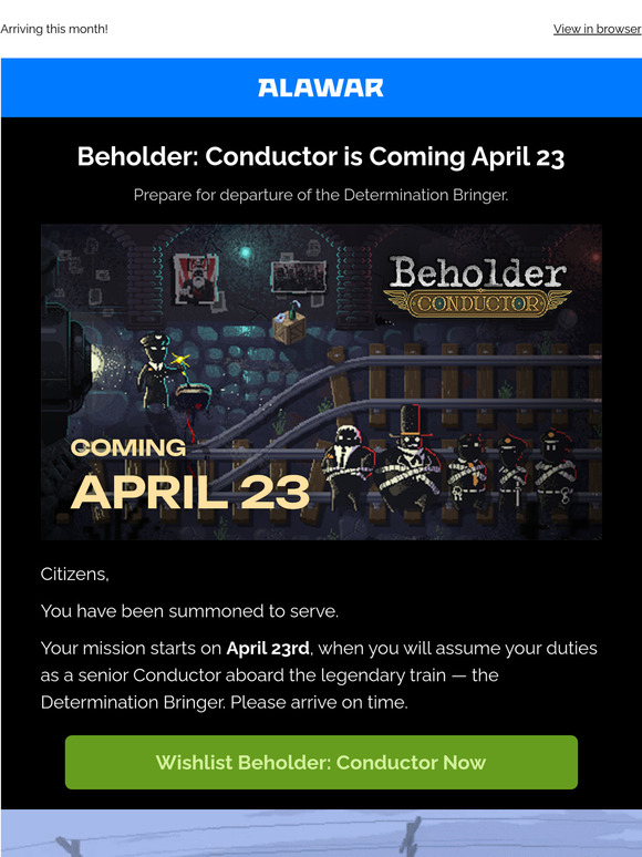 Release date revealed for Beholder: Conductor 🛑