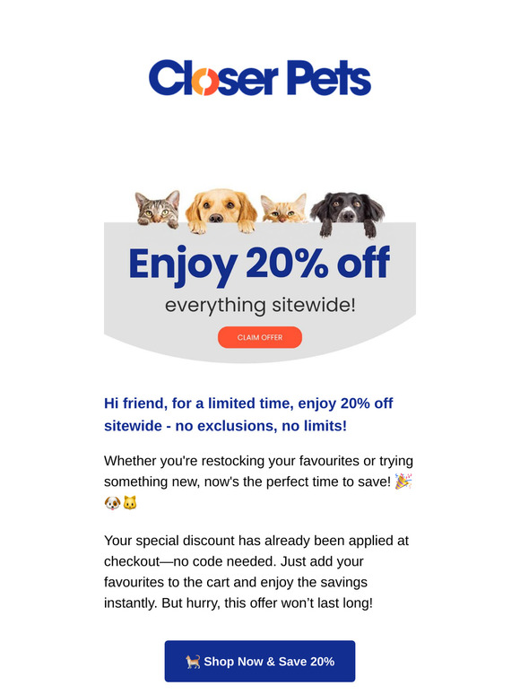🎉 20% Off Everything—Limited Time Only!