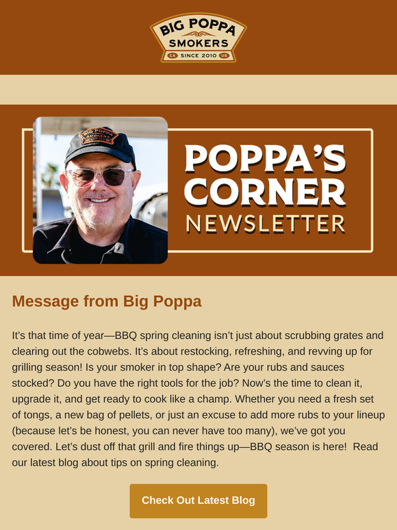 Poppa's Corner April Newsletter - BBQ Spring Cleaning