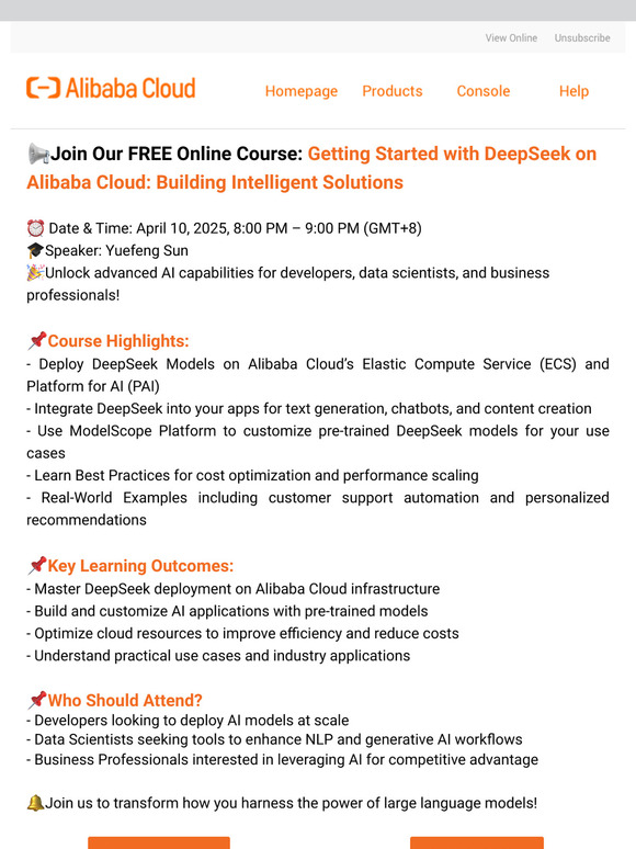 FREE TRAINING | Getting Started with DeepSeek on Alibaba Cloud: Building Intelligent Solutions