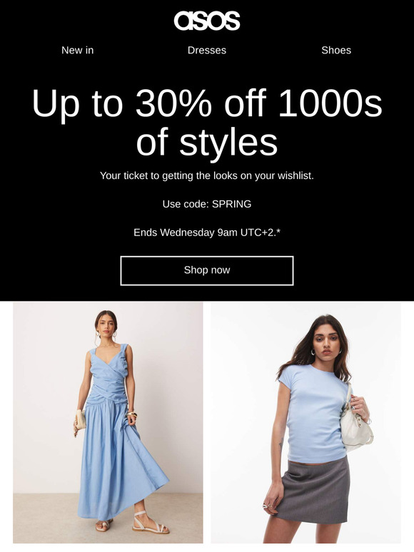 Up to 30% off 1000s of styles