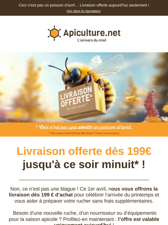 ⏳ Livraison offerte dès 199 € jusqu'à ce soir minuit !