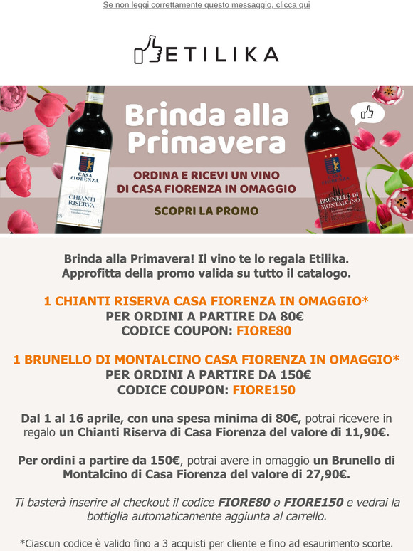 🌸PROMO PRIMAVERA🌼🎁: per te un Chianti Riserva e un Brunello in Omaggio