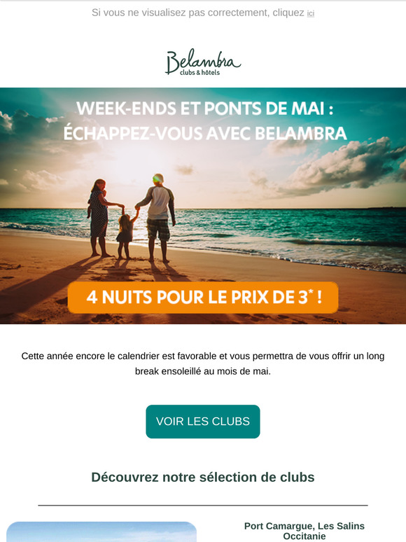 Ponts de Mai : 4 nuits au prix de 3 !