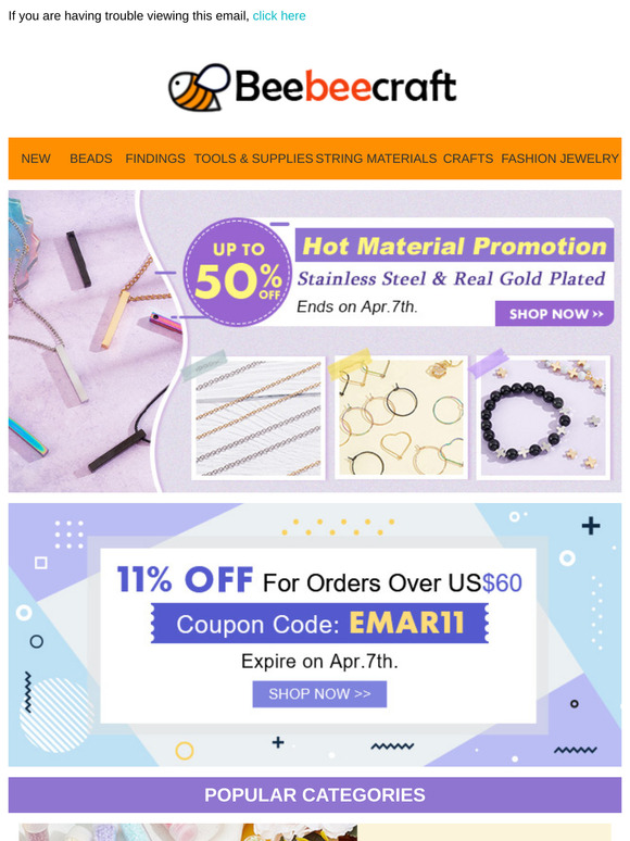 Act Fast! Hot Material Promotion UP TO 50% OFF!