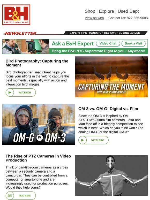 Bird Photography Tips, Film vs Digital in OM System, PTZ Cameras in Video Production & More!
