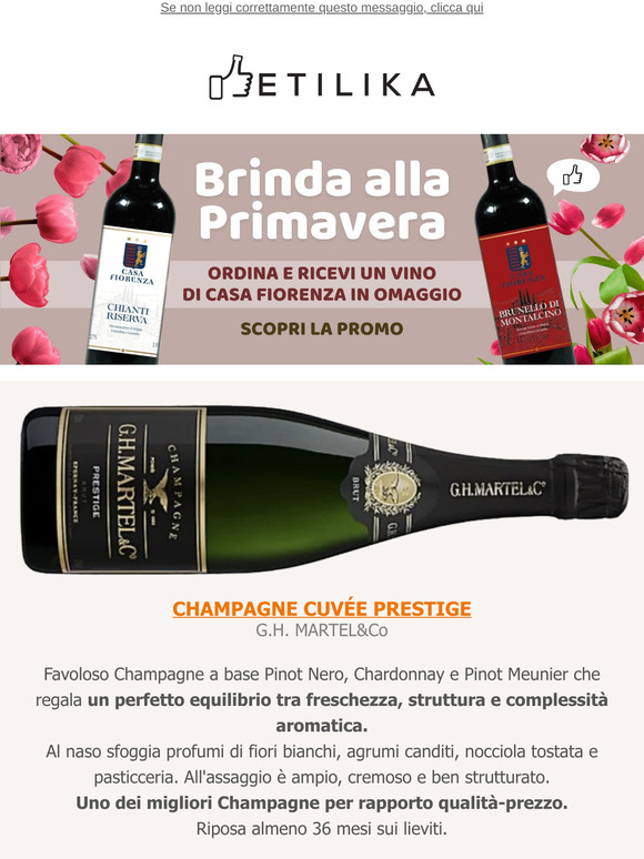 Champagne Cuvée Prestige G.H. Martel&Co, Pinot Bianco Hofstätter, Aglianico Gestilenti