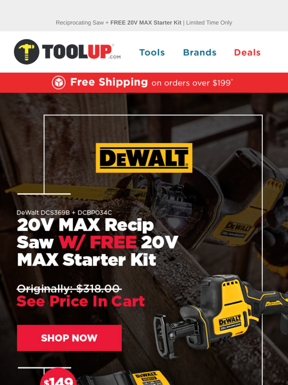 DeWalt Deal: FREE 20V MAX Starter Kit with Your Reciprocating Saw!
