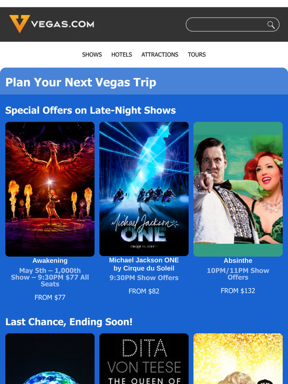 Late Night Vegas Show Deals & Last Chance Shows
