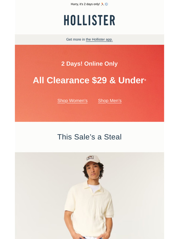 STARTS NOW: all clearance $29 & under!