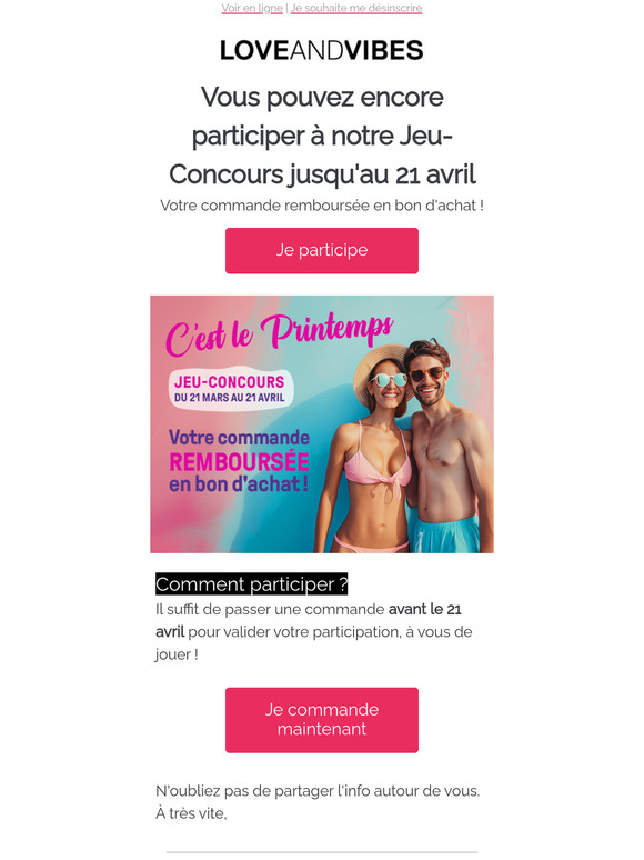 N'oubliez pas de participer à notre Jeu-Concours du Printemps