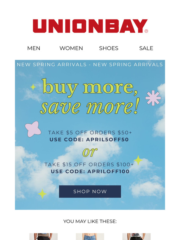 Take $5 OR $15 off!