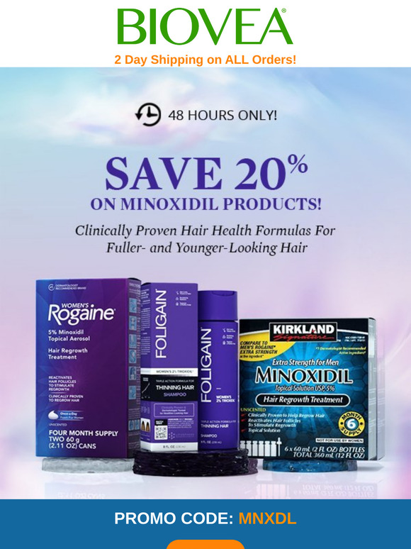 Minoxidil Sale! Save 20% on our Best-Selling Hair Regrowth Products!