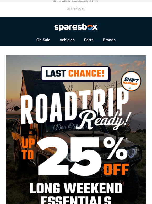 Last Days To Save Up To 25% Off Roadtrip Gear!