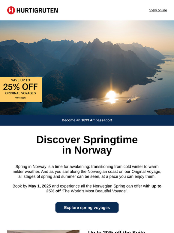 Spring in Norway - Save up to 25% off Original voyages