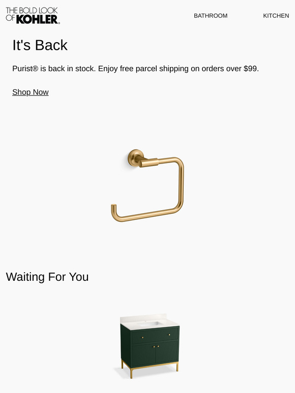 Back In Stock at KOHLER:  Purist®