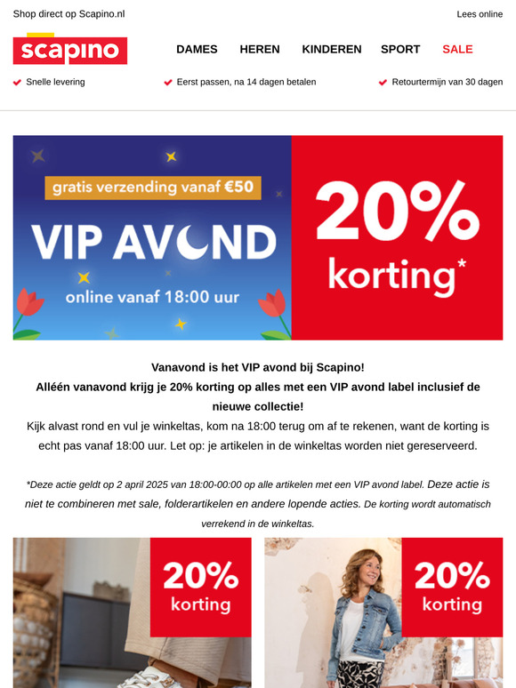 VIP AVOND: 20% korting