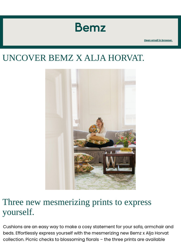 Curate your cushions with Bemz x Alja Horvat