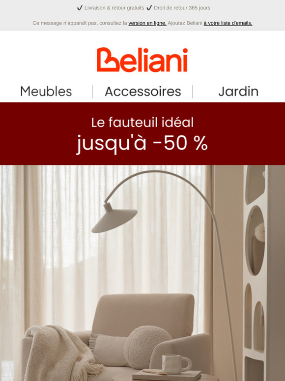 Jusqu'à -50 % sur tous les fauteuils 💕✨