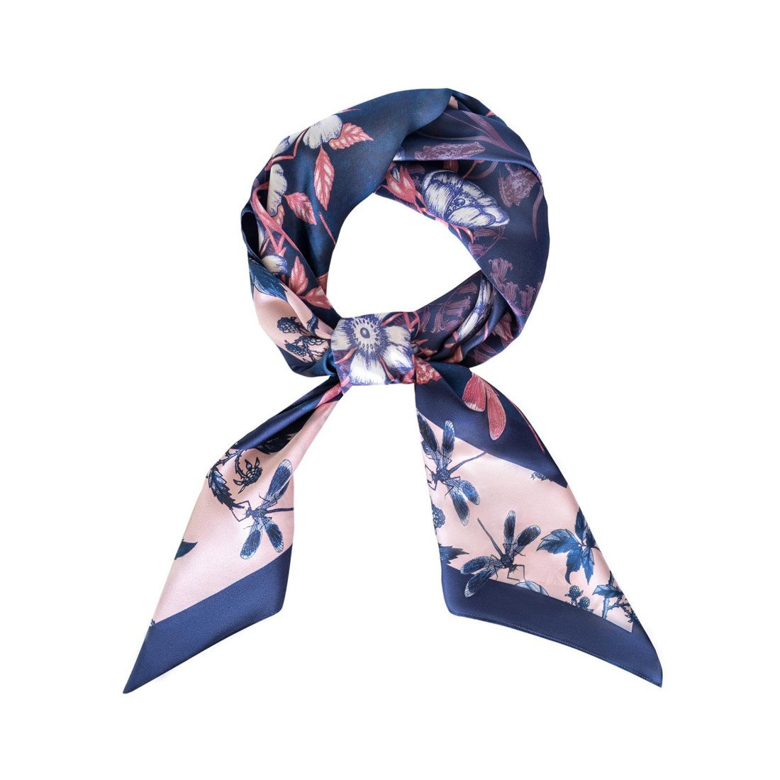 Image of Jenny Kate Wistman 100% Silk Scarf Navy 90 X 90 cm