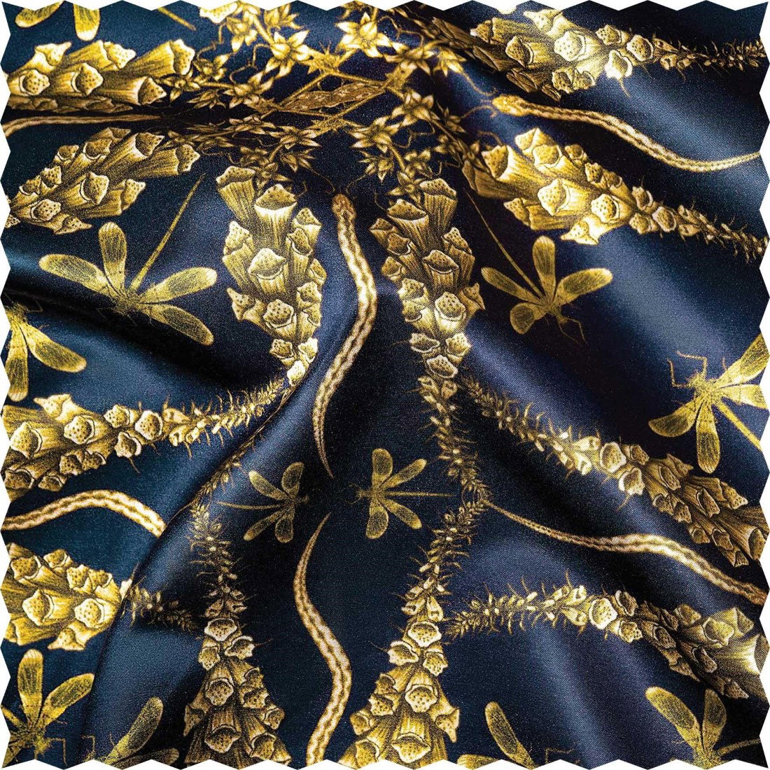 Image of Jenny Kate Whitsand Silk Cotton Blend Fabric Navy 134cm
