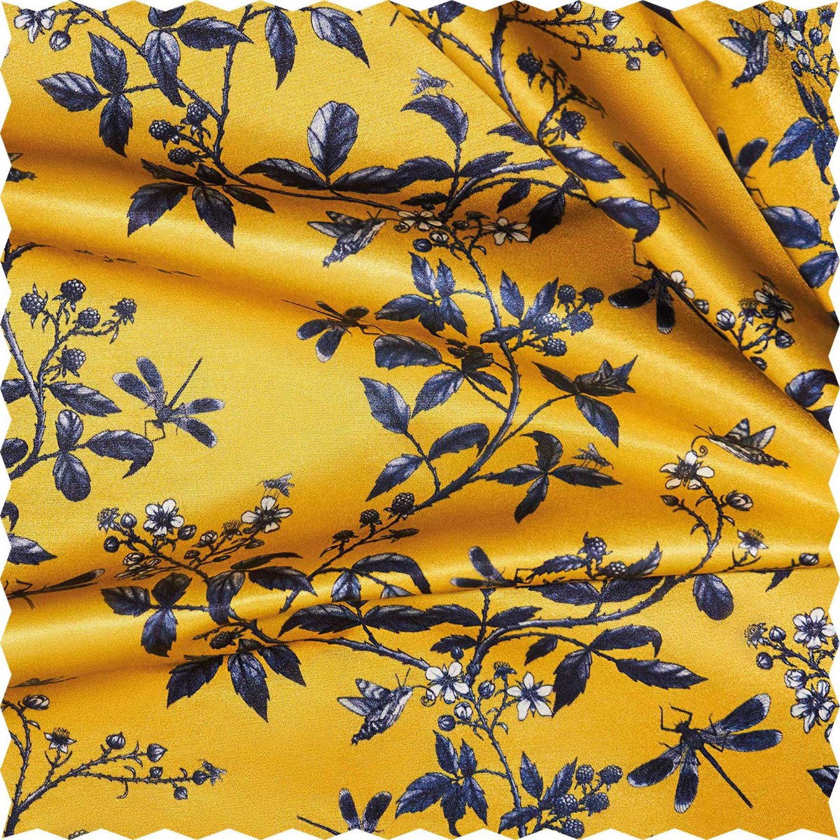 Image of Jenny Kate Heligan 100% Silk Fabric Yellow 134cm