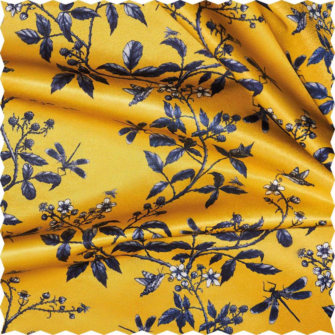 Image of Jenny Kate Heligan Silk Cotton Blend Fabric Yellow 134cm