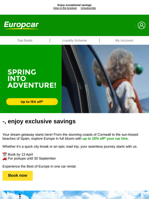 Up to 15% off your next rental