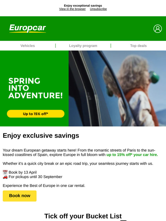 Up to 15% off your next rental