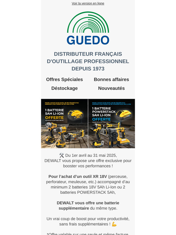 ⚡ Une batterie 5Ah OFFERTE avec DEWALT !