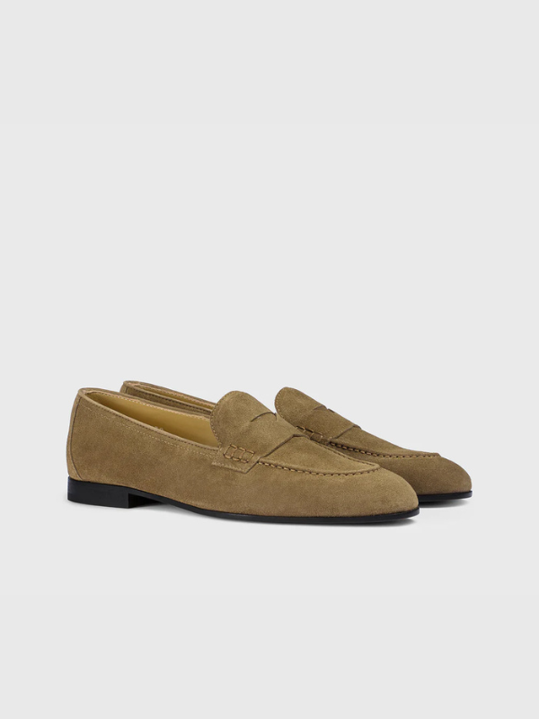 Hazelnut-coloured suede loafer