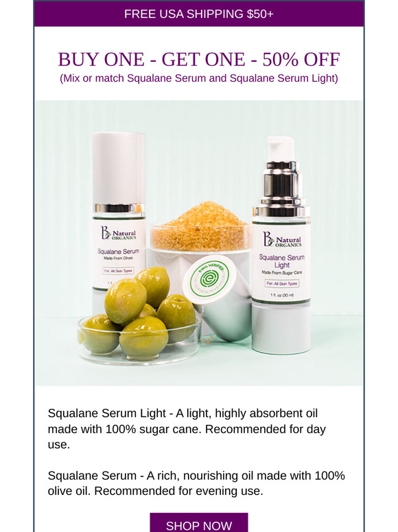 💧 Hydrate Your Skin with 50% Off Our Squalane Serum