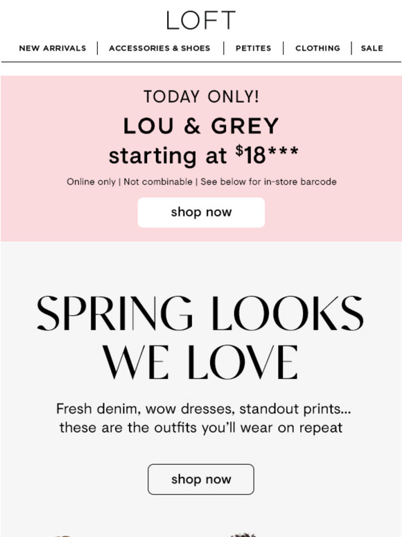 Lou & Grey starting at $18 TODAY ONLY
