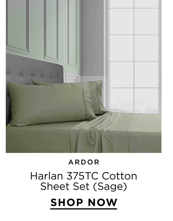 Ardor Harlan 375TC Cotton Sheet Set (Sage)