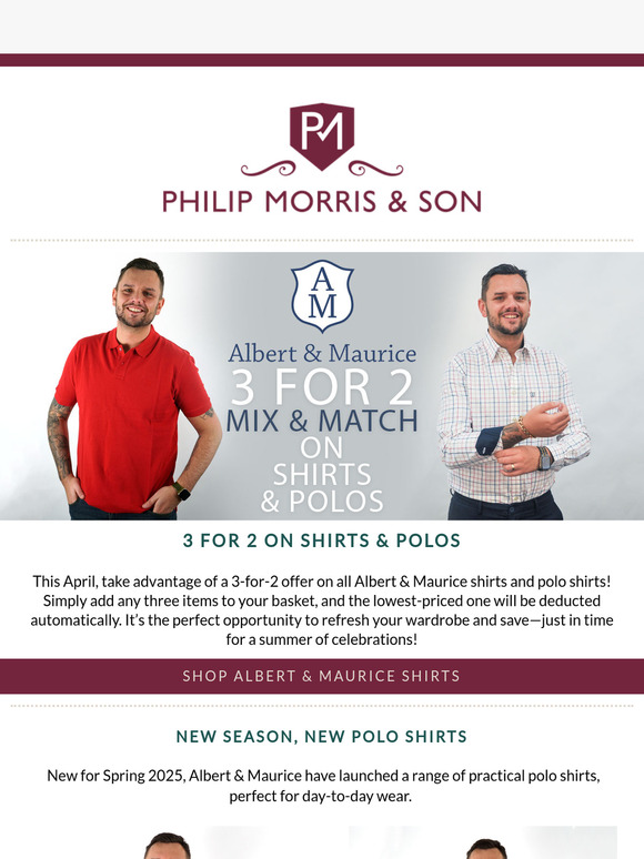 3 for 2 on Shirts & Polos  😎