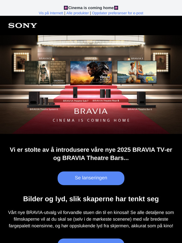 Opplev fremtidens hjemmekino med nye BRAVIA TV-er og lydplanker!