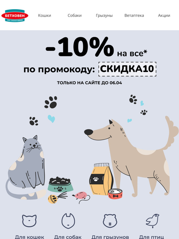 Не пропустите акцию!  🎁 Для Вас персональный промокод! 🐾