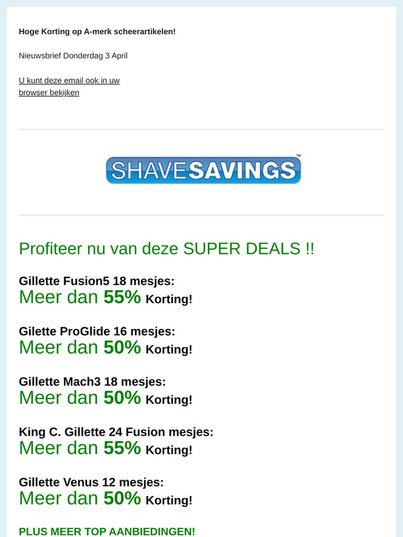 Nu > 50% Korting! Gillette Fusion5, Venus, ProGlide, Mach3 mesjes + meer TOP AANBIEDINGEN!