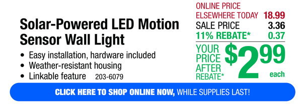 Solar-Powered LED Motion Sensor Wall Light - Free Shipping To Store!