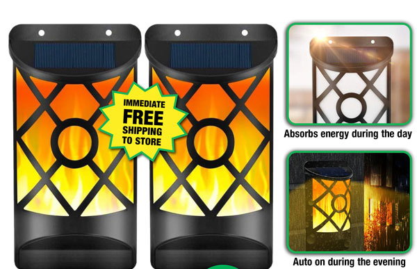Solar-Powered LED Flame Wall Light - ONLY $7.99 After Rebate*!